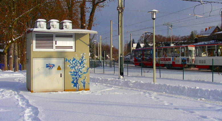 Schwungradspeicherwerk Zwickau im Schnee